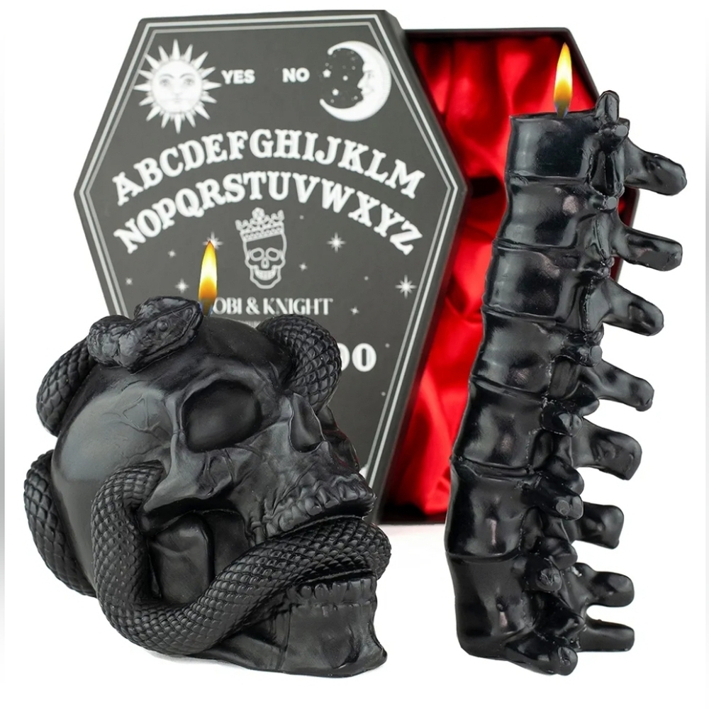 Kobi & Knight Black Skull Candle Set - Goth Candle